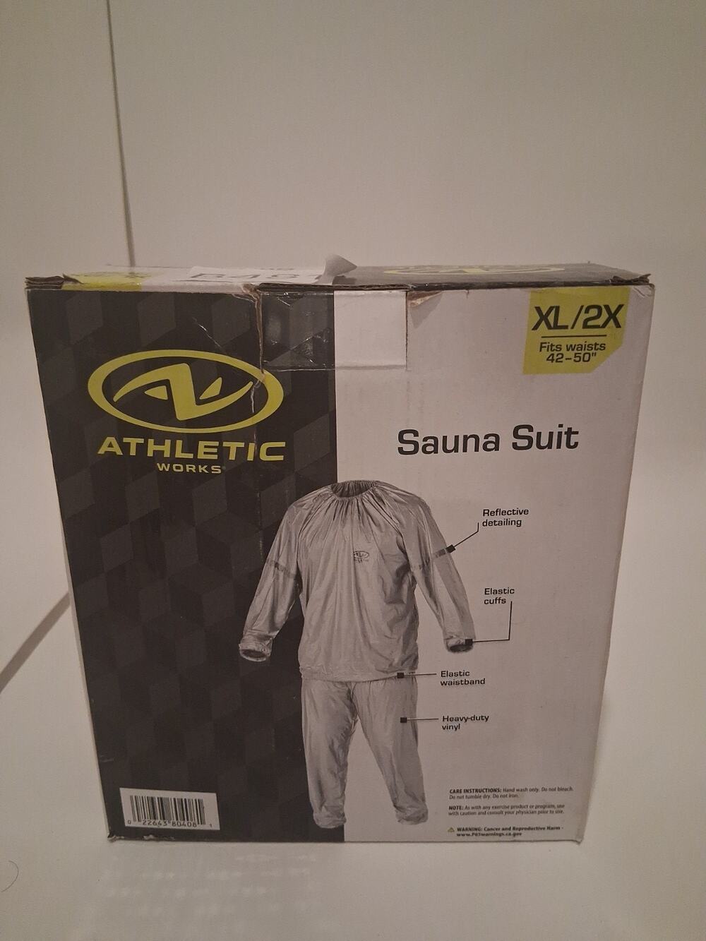 Athletic Works Sauna Suit Heavy-Duty Vinyl Weight Loss Gym Fitness XL/2X New
